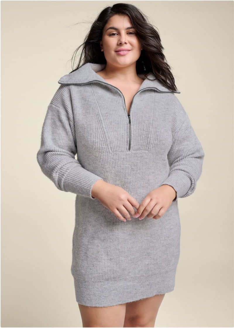 Venus Plus Size Zip Front Sweater Dress