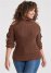 Venus Plus Size Cold Shoulder Turtleneck Sweater in Brown