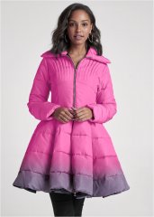 Venus Ombre Peplum Puffer Coat in Pink Multi