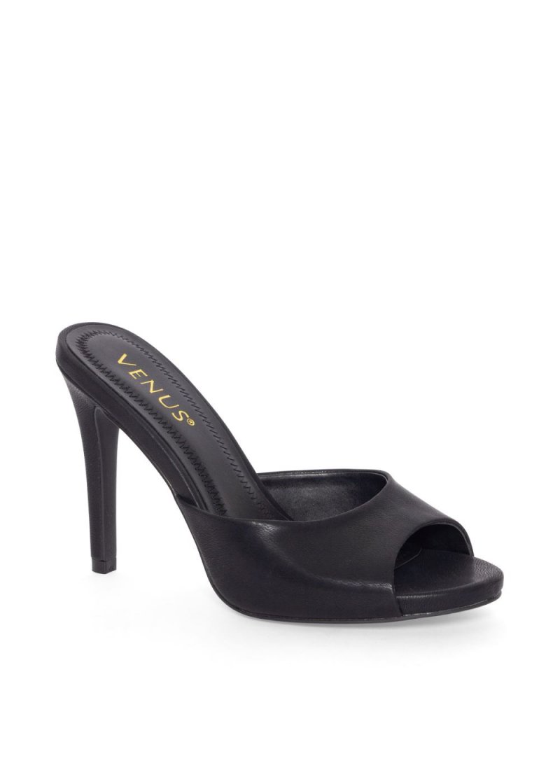 Venus Peep Toe Mules in Black