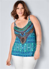 Venus Plus Size Embellished Print Tank Top