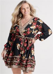 Venus Plus Size Floral Print Mini Dress