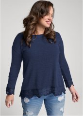 Venus Plus Size Lace Trim Cozy Knit Top