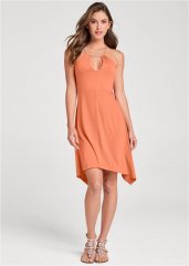 Venus Orange KEYHOLE DETAIL A-LINE DRESS