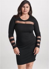 Venus Plus Size Mesh Detail Bodycon Dress