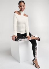 Venus VENUS | Cutout Turtleneck Sweater in White