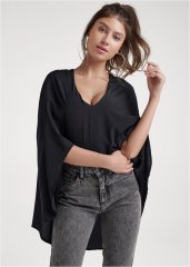 Venus V-Neck Cape Bodysuit in Black