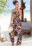 Venus Floral Strapless Jumpsuit in Black Multi