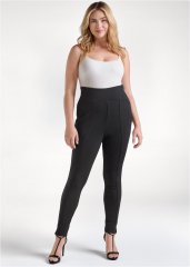 Venus Plus Size High-Rise Ponte Pants in Black