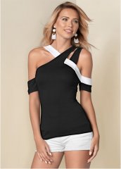 Venus Color Block Top in Black & White