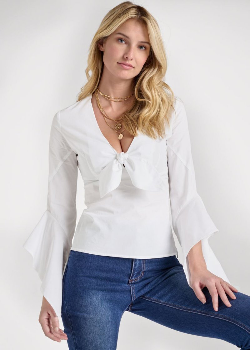 Venus Front-Tie Blouse in White