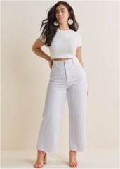 Venus Plus Size New Vintage High Rise Jeans in White Denim