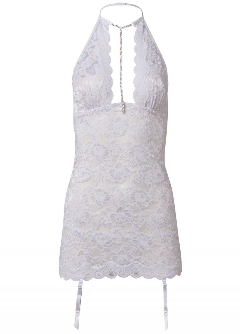 Venus White HALTER STRETCH LACE CHEMISE