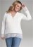 Venus Plus Size Crochet Trim Zipper Hoodie in Off White