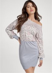 Venus Cozy Leopard Print Dress - Grey Multi