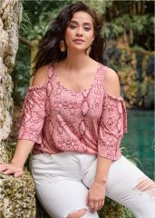 Venus Plus Size Paradise Python Cold-Shoulder Top