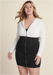 Venus Plus Size Color Block Corset Dress in Black & White