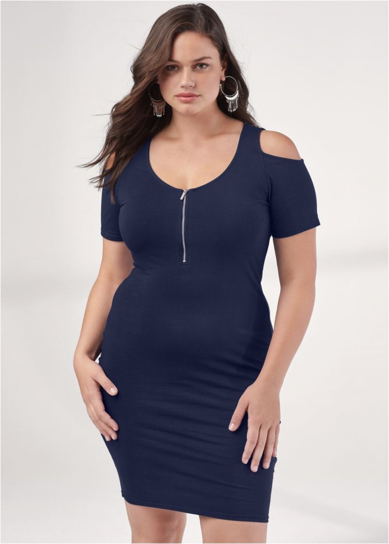 Venus Plus Size Cold-Shoulder Mini Dress