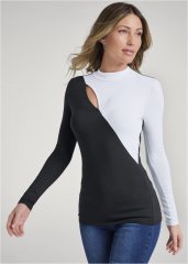 Venus Asymmetrical Colorblock Top in Black & White