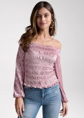 Venus Plus Size Off The Shoulder Velvet Top