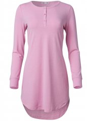 Venus Heathered Pink HENLEY PAJAMA SHIRT