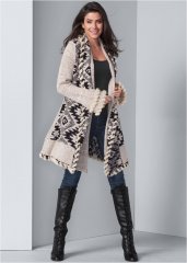 Venus VENUS | Mixed Print Duster in Cream & Black