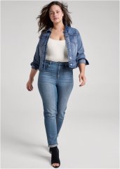 Venus Plus Size New Vintage Straight Jeans in Medium Wash