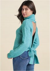 Venus VENUS | Open Back Turtle Neck in Aqua