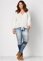 Venus Medium Wash DISTRESSED PATCHWORK JEANS