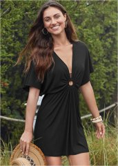 Venus Ring Front Dolman Cover-Up in Black