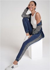 Venus Washed Sequin Lounge Jogger in Blue & Silver