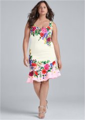 Venus Plus Size Ruffle Trim Detail Dress