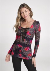 Venus Animal Print Lace Top in Black Multi