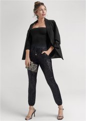 Venus Sequin Jogger Pants in Black