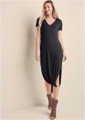 Venus Casual T-Shirt Maxi Dress - Black