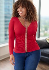 Venus Plus Size Embellished Trim Ruched Top