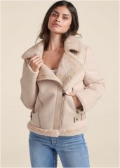 Venus Faux-Shearling Coat in Ivory