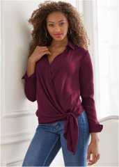 Venus Surplice Side Tie Blouse in Wine