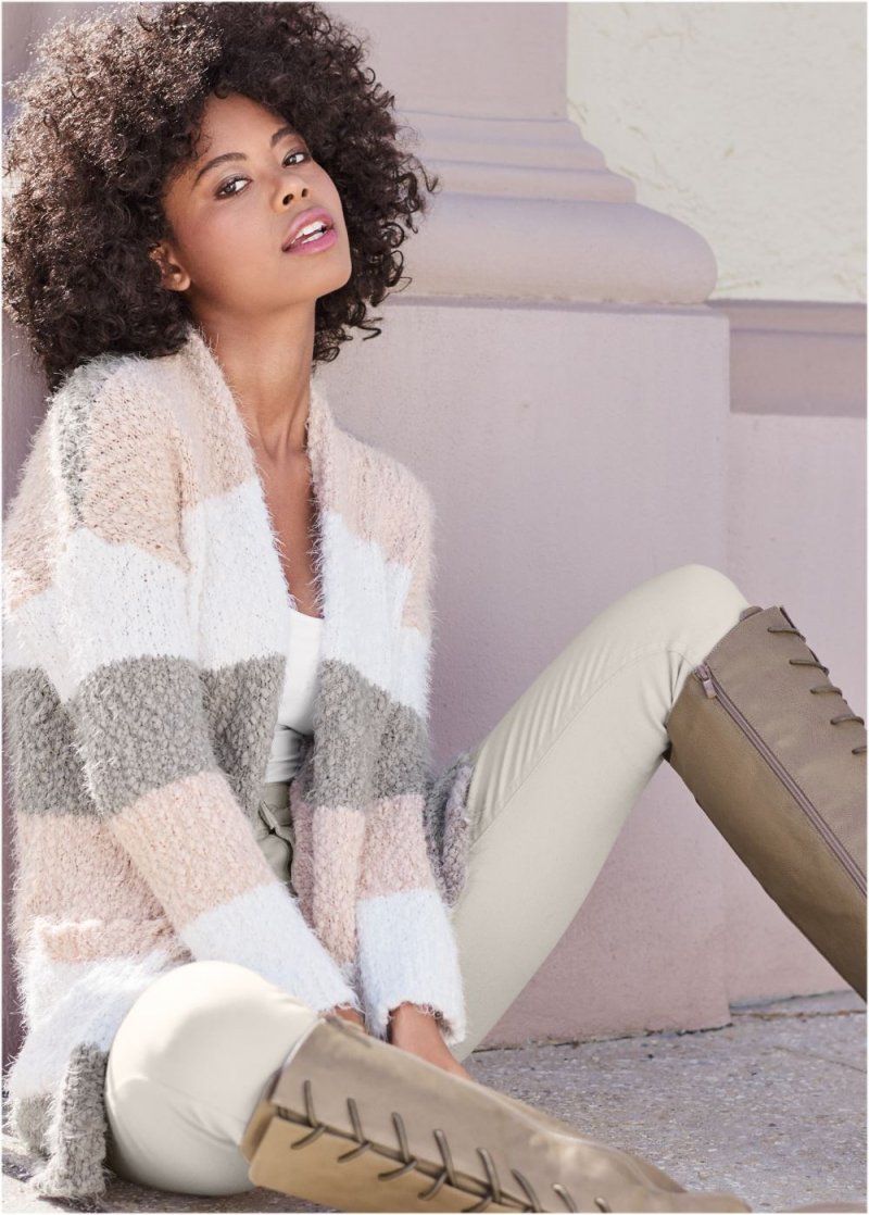 Venus VENUS | Cozy Striped Cardigan in Blush Multi