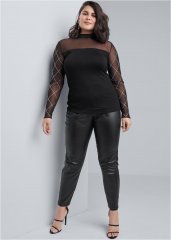 Venus Black 5-Pocket Faux-Leather Pants