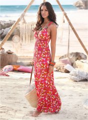 Venus Geometric Print Maxi Dress - Pink Multi