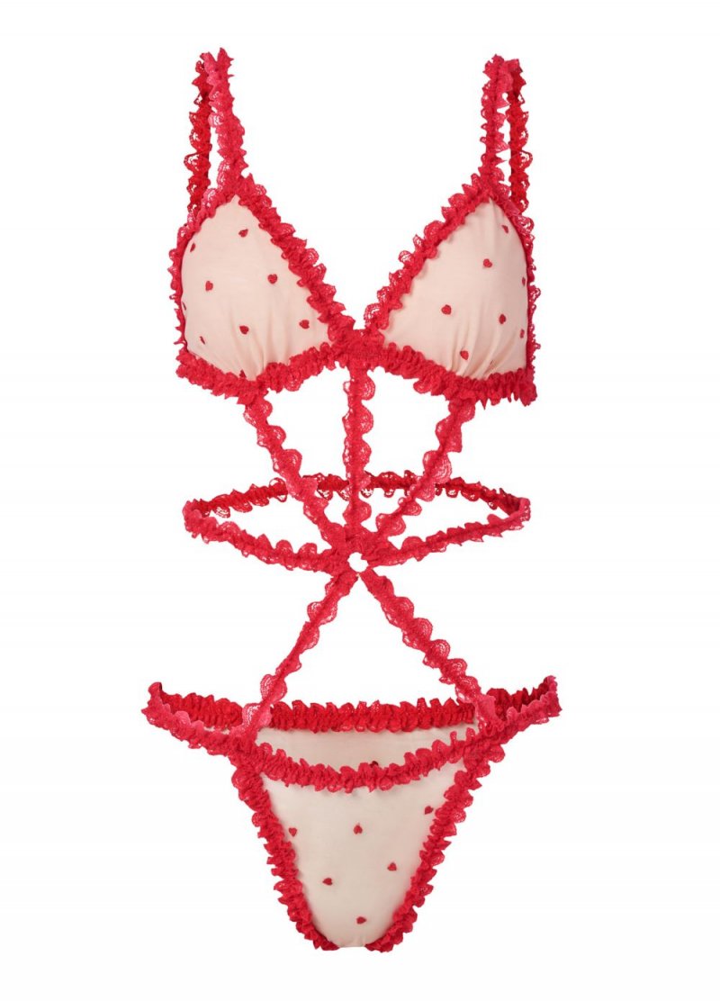 Venus Heart Multi RUFFLE TRIM TEDDY Venus Heart Multi RUFFLE TRIM TEDDY