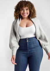 Venus Heather Grey RIBBED KNIT SHRUG