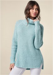 Venus VENUS | Waffle Stich Turtleneck in Light Blue