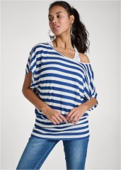 Venus Off-Shoulder Layered Top in Blue & White