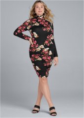 Venus Plus Size Long Sleeve Ruched Dress