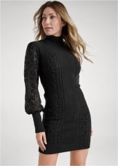 Venus Plus Size Lace Sleeve Sweater Dress