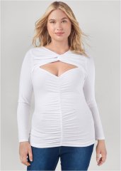 Venus Plus Size Ruched Knot Twist Top