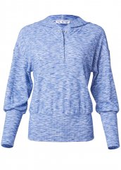 Venus Plus Size Space Dye Rib Knit Hoodie in Blue Multi