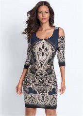 Venus Cold-Shoulder Printed Dress - Black Multi